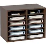 VEVOR Literature Organizers 12 Compartments Office Mailbox with Adjustable Shelves Brown