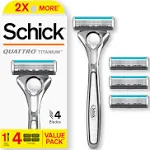 Schick Quattro Titanium 4-Blade Razor for Men with 4 Refills 5 Count