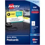 Avery Postcards Inkjet 4 x 6 2 Cards/Sheet White 100 Cards/Box