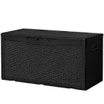 Devoko 97 Gallon Deck Box, Waterproof Resin Outdoor Storage Box for Outside and Patio, Large Outdoor Storage Bench Cabinet Lockable for Patio