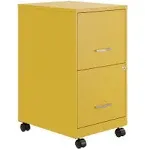 Space Solutions 18" Deep 2 Drawer Mobile Letter Width Vertical File Cabinet, Yellow