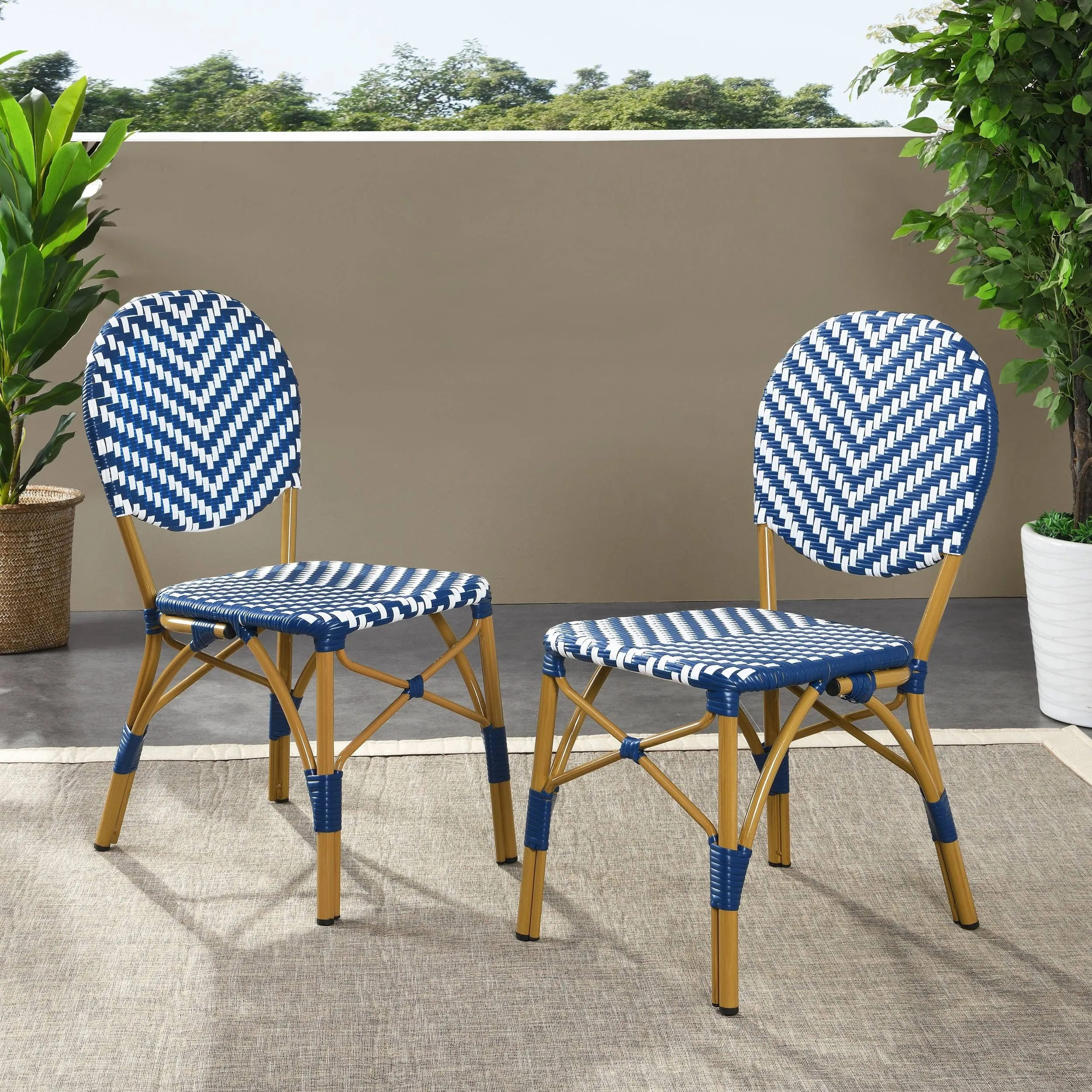 Christopher Knight Home Picardy Outdoor Aluminum French Bistro Chairs (Set of 2)