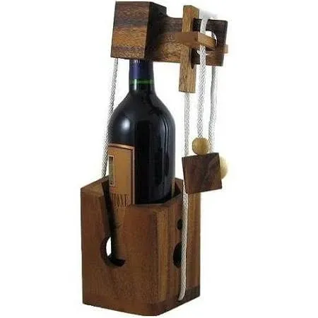 Think N Drink The Wine Bottle Locker Puzzle Wooden Brain Teaser By WP&amp;G Games