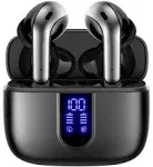 Bluetooth Headphones True Wireless Earbuds 60H Playback LED Power Display - Black