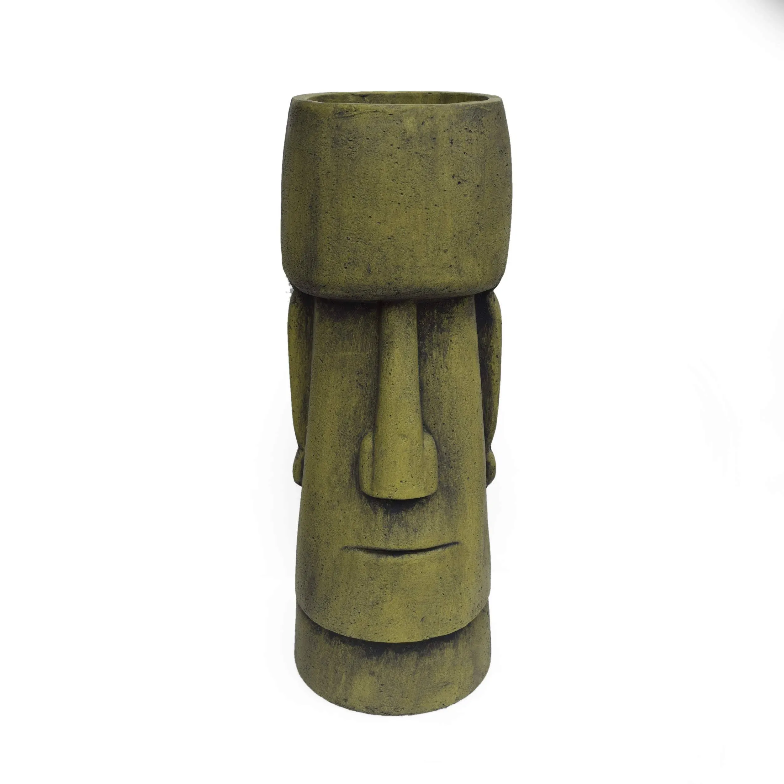 Major Outdoor Easter Island Tiki Urn, Antique Green Finish