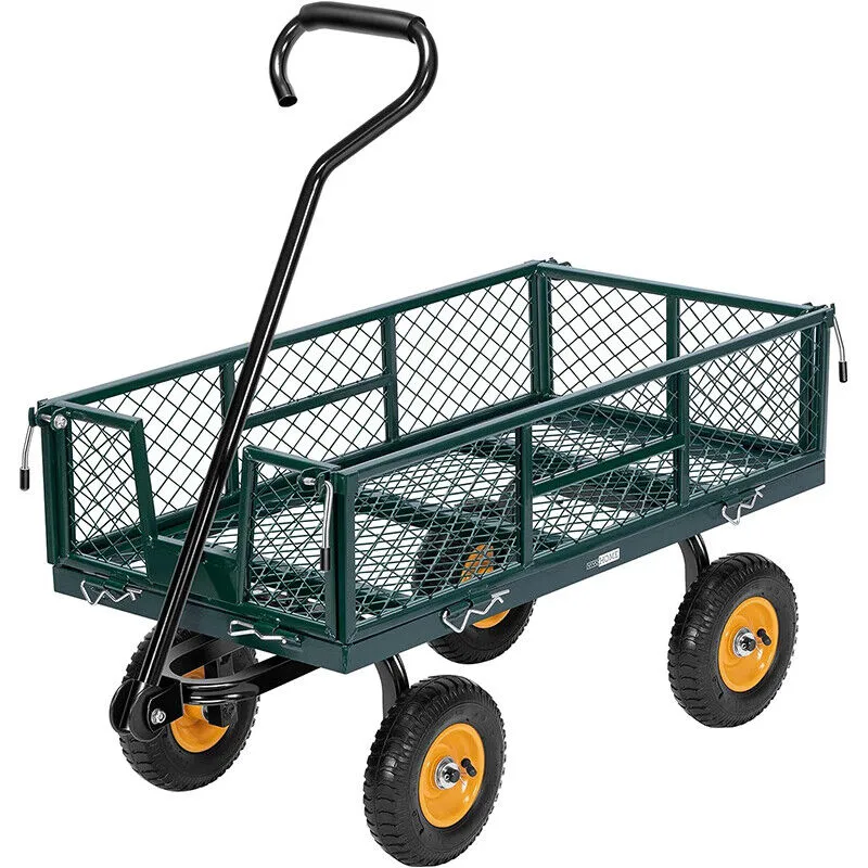 550lbs Garden Carts Heavy-Duty Yard Dump Wagon Cart Steel Lawn Utility Cart