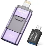 Flash Drive for iPhone 1TB, AUAMOZ USB Memory Stick Photo Stick External Storage Thumb Drive for iPhone iPad Android Computer (Light Purple)