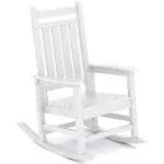 SERWALL Outdoor HDPE Poly Classic Porch Rocking Chair, White