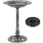 VIVOHOME Polyresin Antique Outdoor Copper Garden Bird Bath and Solar Powered Round Pond Fountain Combo Set