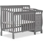 Dream On Me Jayden 4-in-1 Convertible Mini Crib and Changer, Storm Grey