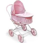 Badger Basket 3-in-1 Doll Pram, Carrier, and Stroller, Pink Gingham