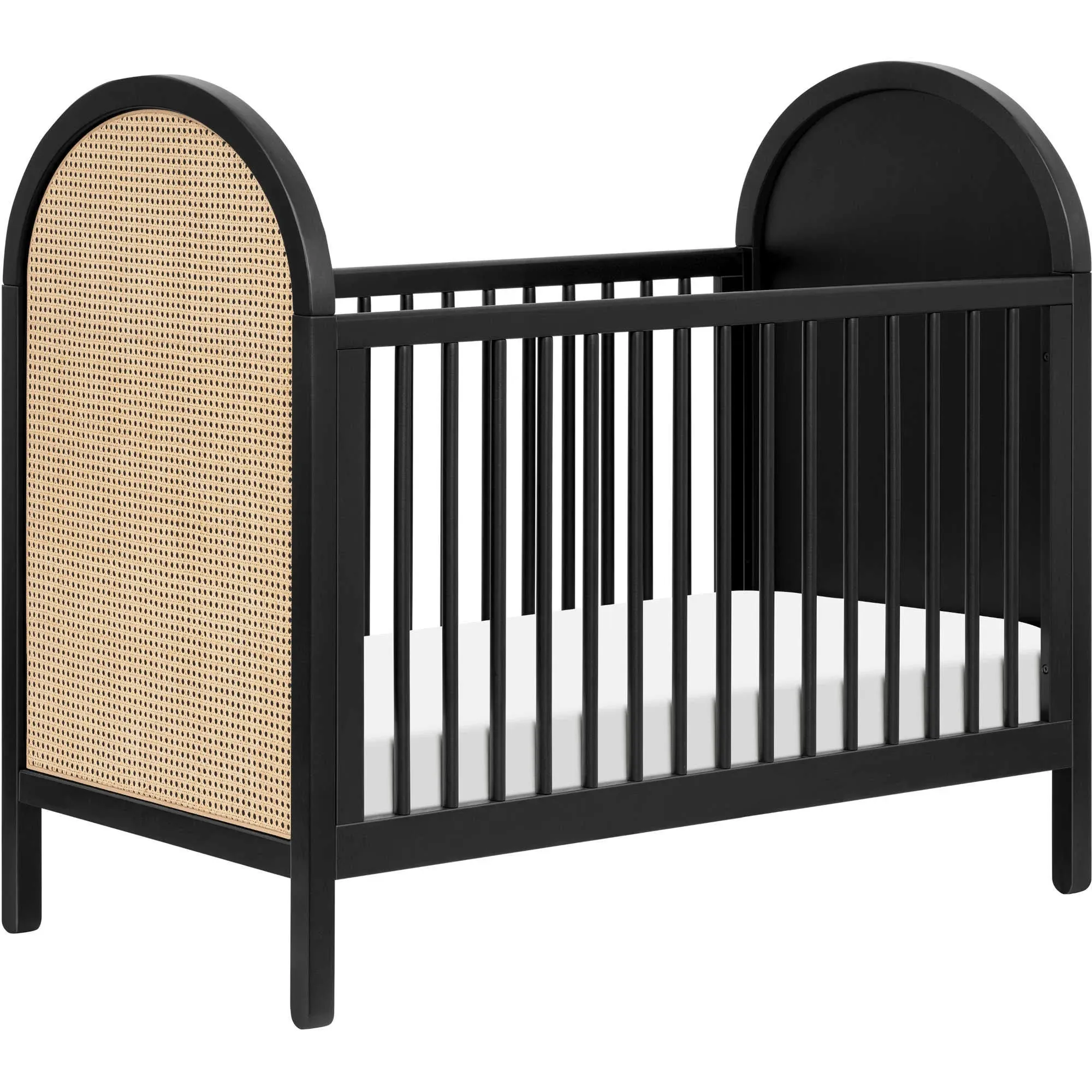 Babyletto Bondi Cane 3 in 1 Convertible Crib - Black with Natural Cane