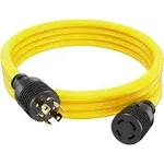 Houseables Generator Cord 30 Amp 4 Prong, Generators Extension, 25 Ft, 125-250v, 7500 watt max Rating, UL CUL, NEMA L-14-30P, Rubber, 10 Gauge, Heavy Duty, L14-30, Transfer, Power Cable, Locking