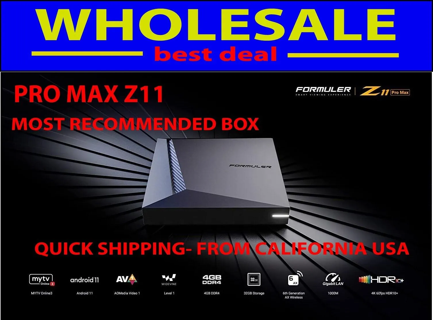 Formuler Z11 Pro Max Android 11 Wireless AX 2x2 Gigabit LAN 4GB Ram 32GB ROM 4K