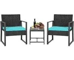 3 Piece Patio Furniture Sets Wicker Patio Chairs Rattan Outdoor Bistro Set