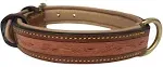 Soft Touch Collars Custom Leather Padded Dog Collar, Hand Tooled, Medium Brown