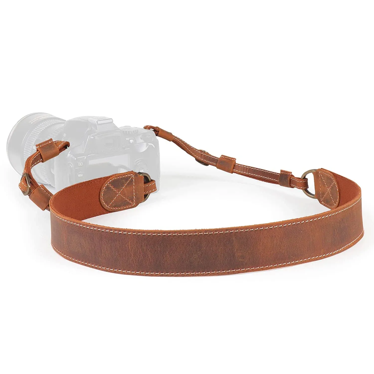 MegaGear SLR, DSLR Sierra Series Genuine Leather Camera Shoulder or Neck Strap,Light Brown