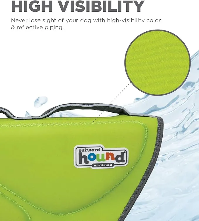 Outward Hound Dawson Swim Dog Life Jacket, Green, Large