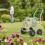 FDW Garden Hose Reel Cart with Wheels Garden Lawn Water Truck Water Planting Cart Heavy Duty Outdoor Yard Water Planting Holds 300-Feet of 5/8-Inch