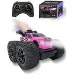 Monster Truck for Girls, Girls Remote Control Car Toys, Pink RC Trucks with Spray Function, 4WD 360° Flips Rotating Car Toys for Girls, Ideal Birthday for 3+ Year Old Girls