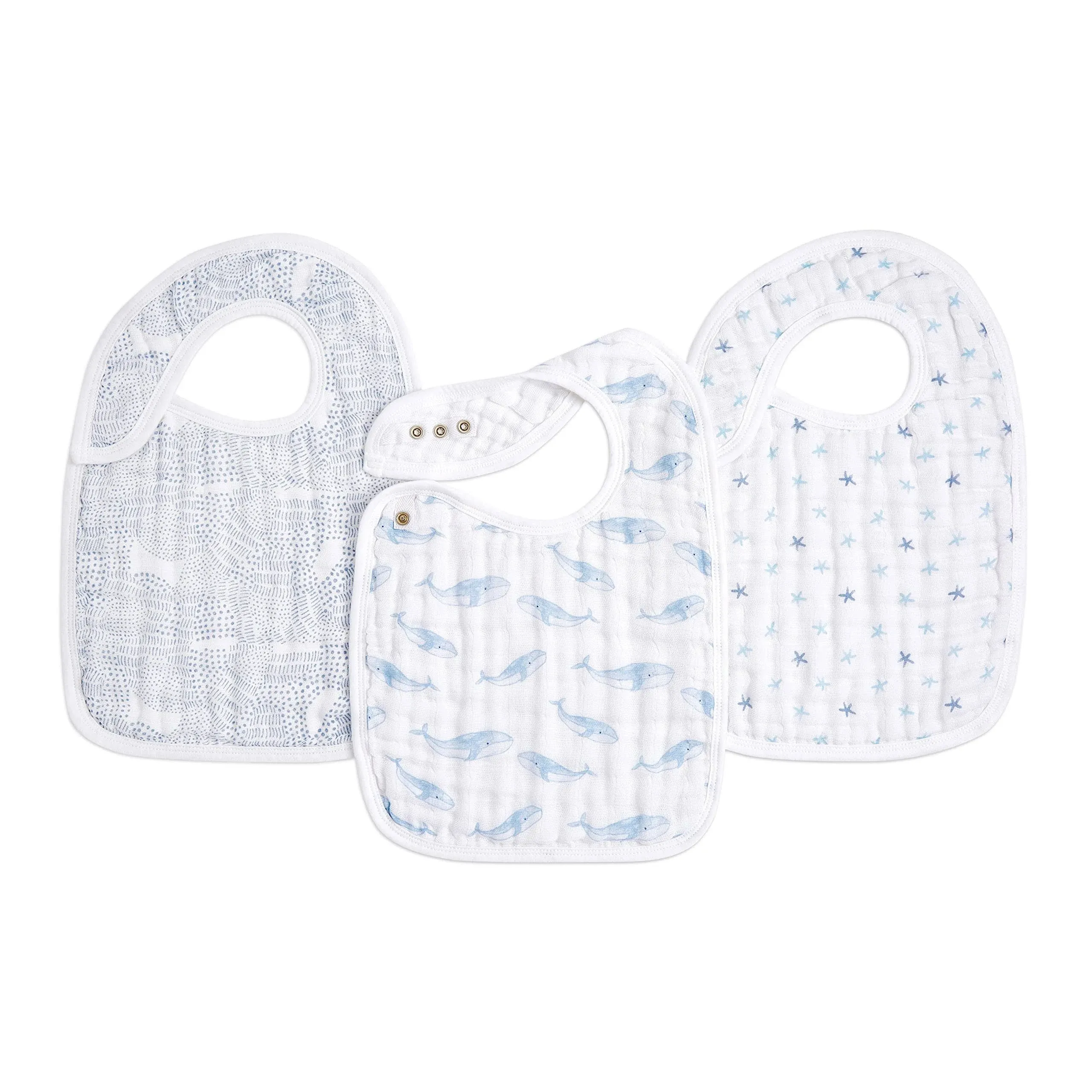 Aden + Anais - Cotton Muslin Snap Bibs - Oceanic (3 Pack)