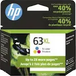 HP 63XL Black High-Yield Ink Cartridge, F6U64AN