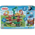 Thomas & Friends Multi-Level Track Set Trains & Cranes Super Tower With Thomas & Percy Engines Plus Harold For Preschool Kids Ages 3+ Years