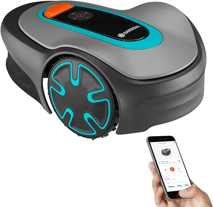 Gardena 15202-20 Sileno Minimo - Automatic Robotic Lawn Mower, with Bluetooth App and Boundary Wire, One of The Quietest in Its Class, for Lawns Up