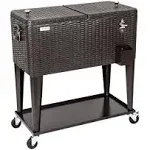 VINGLI 80 Quart Portable Rolling Cooler Cart with Shelf