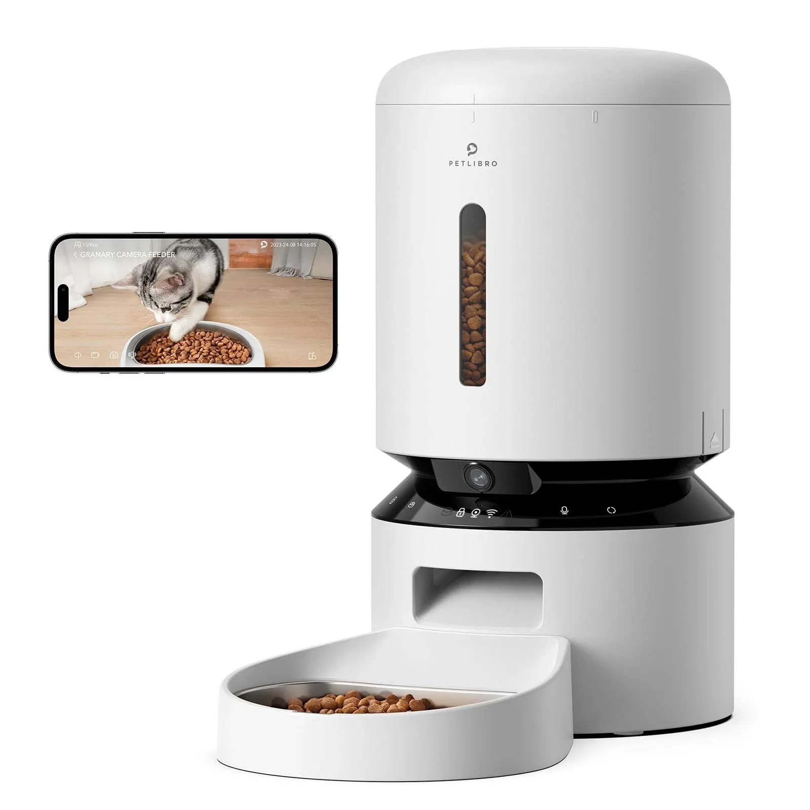 PETLIBRO Automatic Cat Feeder with Camera for 2 Cats, 1080P HD Video Night Vision, 5G WiFi Pet Feeder Pet Camera with Phone APP 2 Way Audio, Low Food & Motion & Sound Alerts for Cat & Dog Dual Tray