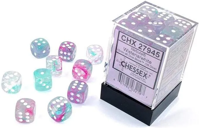 Chessex Dice Nebula D6 12mm Wisteria/White Luminary