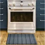 Nautica - PVC Loop Utility Mats | Indoor/Outdoor | Slip-Resistant | Mat for Kitchen, Garage, Laundry Room, Foyer, & More | Stripe Modern Design Doormat | Measures - 16 x 24 | Blue