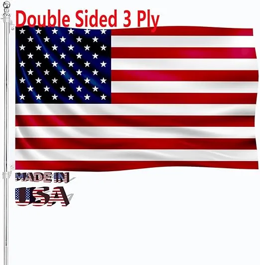 American Flags for Outside 3x5 US Flag Heavy Duty Made in USA Double Sided United States American Flag Banner Outdoor 3 Ply Polyester Material with 2 Metal Grommets