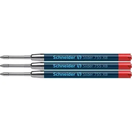 Schneider Writing Instruments, Ballpoint Pen Refills, Slider 755 xB, Colour: Red ...