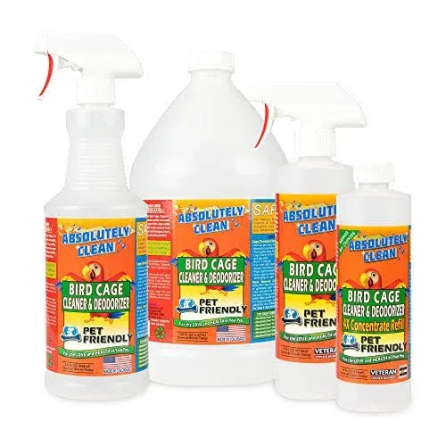 Absolutely Clean Amazing Bird Cage Cleaner and Deodorizer - Just Spray/Wipe - Safely & Easily Removes Bird Messes Quickly and Easily - Made in The USA