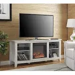 Walker Edison 58" White Wood Fireplace TV Stand W58FP18WW