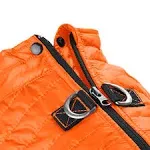 Gooby Puffer Vest Dog Jacket - Orange, Small - Ultra Thin Zip Up Wind Breaker with Dual D Ring Leash Water Resistant Small Dog Sweater