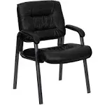 Flash Furniture BT-1404-GG Leather Guest/Reception Chair with Black Frame Finish