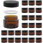 BPFY 12 Pack 4 oz Round Amber Glass Cosmetic Jars