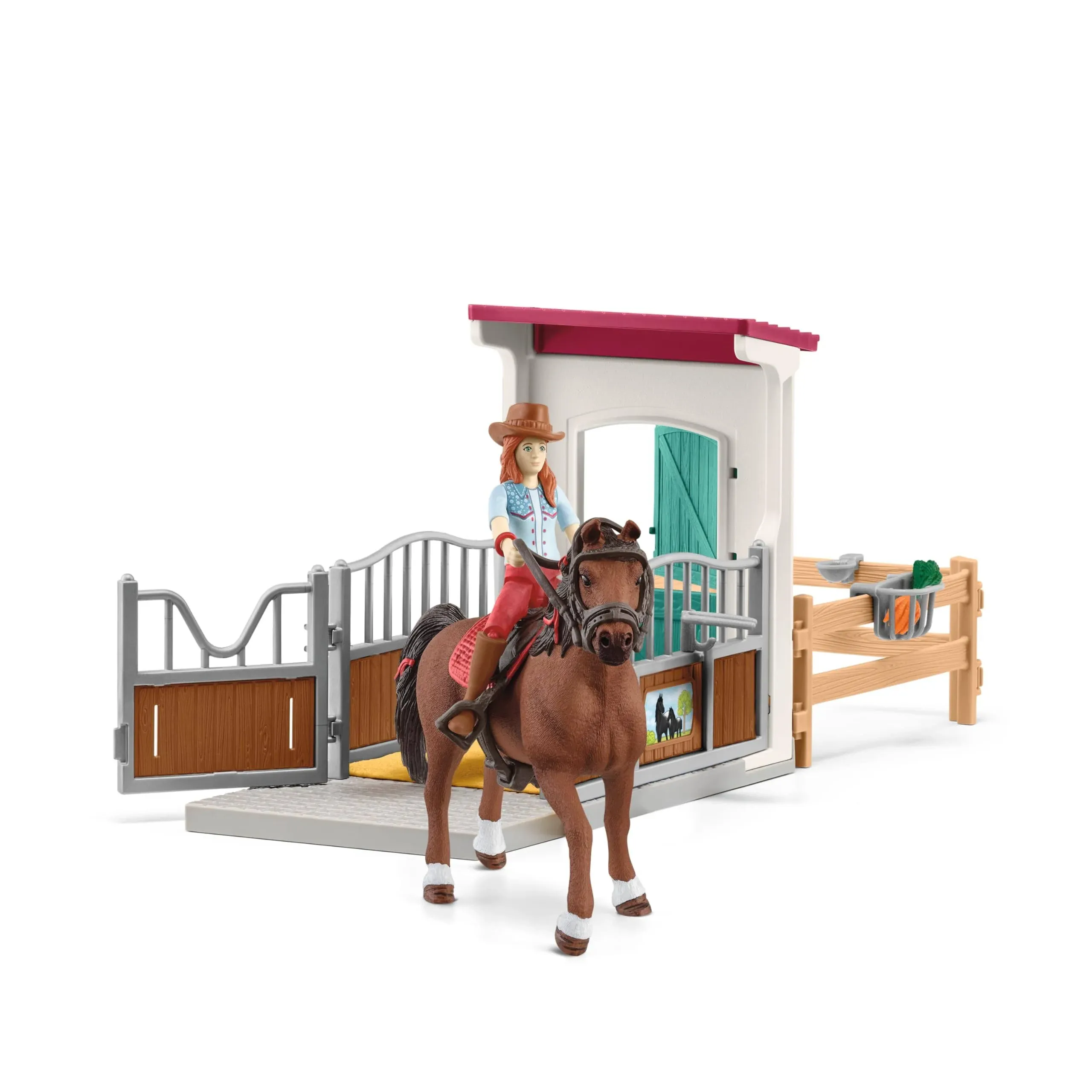 Schleich Horse Club HANNAH AND CAYENNE with HORSE BOX STALL #42710, NIB/NEW 2024