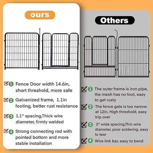 Getlay 24in(H) Decorative Garden Fence with Gate, 8 Panels Total 16ft(L) Heavy Duty Iron Animal Barrier Fence for Yard,Suitable for Indoor Pet Fence