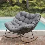 Grand Patio Outdoor Rocking Chair, E-Coated Modern Cozy Lounge Rocker Chair with