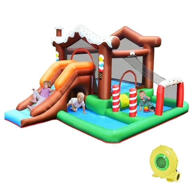 Costway Inflatable Bouncer Bounce Snow House Jump Climbing Slide with Ball Pit & Tunnel