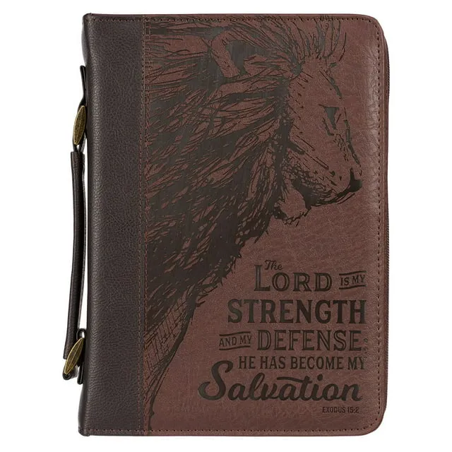 Bible Cover Medium Brown Lord Is My Strength Exodus 15:2