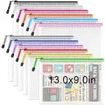  Zipper Pouch, 16.9x12.4 in (12 Colors, 12 Packs), Extra Large Zipper Bags, 