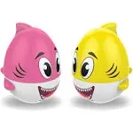 Kidzlane Shark Bath Toy for Babies and Toddlers | 2-Pack Pink and Yellow Bath Toy with Sound Effect | Weeble Wobble Toy for Babies | Shark Toy for Toddlers 6 Months +