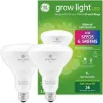 GE Grow Lights for Indoor Plants, BR30 Indoor Floodlight, LED Light Bulbs for Seeds and Greens with Balanced Spectrum, 25,000 Hours Lifespan, 16 PPF