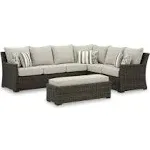 Ashley Brook Ranch Outdoor Sofa Sectional/Bench with Cushion (Set of 3)