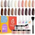 Beetles 27Pcs Dip Powder Nail Kit Starter, 20 Colors Modern Muse Collection Dipping Powder Set Nude Pink Blue Glitter for Nail Art Manicure with Base Top Coat Activator Brush Saver Gift Box