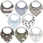 KeaBabies 8-Pack Organic Baby Bandana Drool Bibs for Boys Girls - Soft Cotton Drooling & Teething Bibs for Infants, Toddlers, Super Absorbent Cotton Bandana Bibs for Baby Boy & Girl (Grayscape)